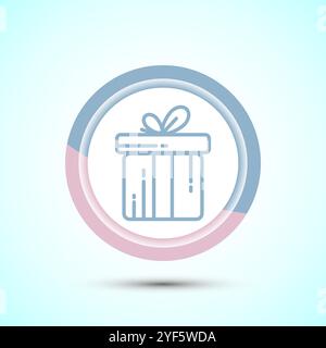 Geschenkbox Icon Design Illustration, überraschendes Geschenkbox Symbol, Button Design Stock Vektor