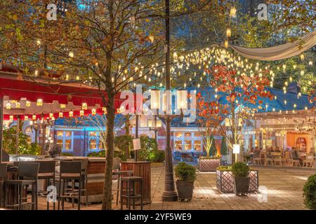 Central Park in New York, New York, USA bei Nacht im Herbst. Stockfoto