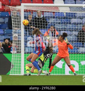 London, Großbritannien. November 2024. Katie Stengel von Crystal Palace Women tritt am 3. November 2024 beim Super League-Spiel der Crystal Palace Women gegen Manchester City Women im Selhurst Park in London auf. Foto von Ken Sparks. Nur redaktionelle Verwendung, Lizenz für kommerzielle Nutzung erforderlich. Keine Verwendung bei Wetten, Spielen oder Publikationen eines einzelnen Clubs/einer Liga/eines Spielers. Quelle: UK Sports Pics Ltd/Alamy Live News Stockfoto