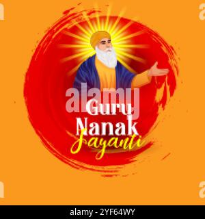 Illustration von Happy Gurpurab, Guru Nanak Jayanti Festival von Sikh Feier Hintergrund Stock Vektor