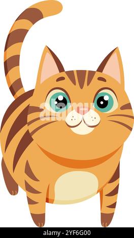 Süße Ingwerkatze. Kitty handgezeichnet flach Stil isoliert. Vektorabbildung Stock Vektor