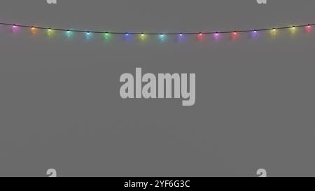 Set aus bunten Lichterketten, ideal für eine gemütliche und festliche Atmosphäre bei Weihnachten, Neujahr und Partydekorationen. Stockfoto