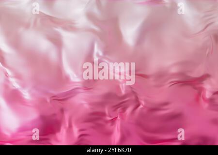 Weicher und eleganter rosafarbener Hintergrund mit satinierter, fließender Textur. Luxuriöses und traumhaftes Gefühl. Ideal für Branding, Design, Mode und Stockfoto