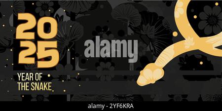 Frohes neues Jahr 2025. Jahr der Schlange, Stock Vektor