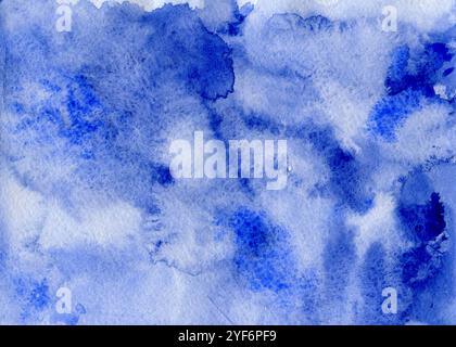 Blauer Aquarellhintergrund. Abstrakte Handmalerei im Hintergrund. Blauer Aquarellhintergrund für Texturen und Hintergründe Stockfoto