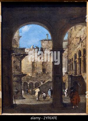 Ein architektonischer Caprice, wahrscheinlich 1770er Jahre, Francesco Guardi (1712–1793), die National Gallery, London, UK. Stockfoto