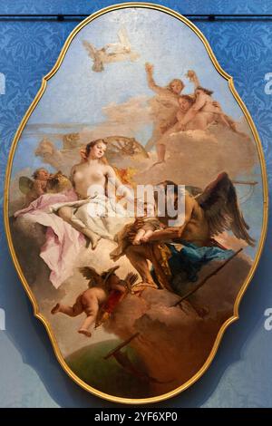 Ein Allegory mit Venus und Zeit, um 1754–1758, Giovanni Domenico Tiepolo (1727–1804), The National Gallery, London, UK. Stockfoto