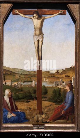 Christ Crucified, 1475, Antonello da Messina (aktiv 1456; gestorben 1479), The National Gallery, London, UK. Stockfoto