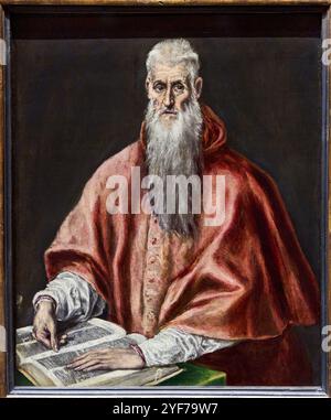 Saint Jerome als Kardinal, 1590–1600, möglicherweise von El Greco (1541–1614), The National Gallery, London, UK. Stockfoto