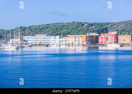 Blick auf Carloforte vom Meer, Sardinien Stockfoto