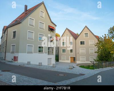 Balingen - 2. Oktober 2023: Moderne Wohnhäuser im historischen Stil in der Altstadt Stockfoto