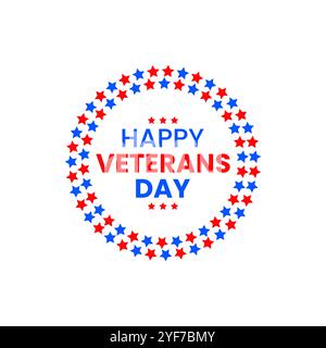 Abgerundetes Logo mit den Typografie-Sternen zum Happy Veterans Day für die Feiertagsfeier in United Sates Stock Vektor