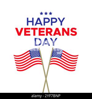 Happy Veterans Day Typografie Textplakat oder Banner mit USA-Flagge für den Feiertag für Veteranen im November Stock Vektor