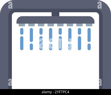 Außenduschkopf sprühendes Wasser, öffentliche Duschkabine Symbol in flachem Stil isoliert auf weißem Hintergrund Stock Vektor
