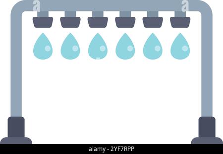 Bewässerungssystem zur Bewässerung von Pflanzen aus einem Metallrohr mit Wassertropfen, Landwirtschafts- und Landwirtschaftskonzept Stock Vektor