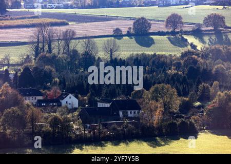 Kulturlandschaften in Nordrhein-Westfalen Kulturlandschaft am Stadtrand von Essen mit einem Waldrand neben landschaftlicher Nutzung im Herbst Essen Nordrhein-Westfalen Deutschland Fischlaken *** Kulturlandschaften in Nordrhein-Westfalen Kulturlandschaft am Stadtrand von Essen mit Waldrand neben landschaftlicher Nutzung im Herbst Essen Nordrhein-Westfalen Deutschland Fischlaken Stockfoto