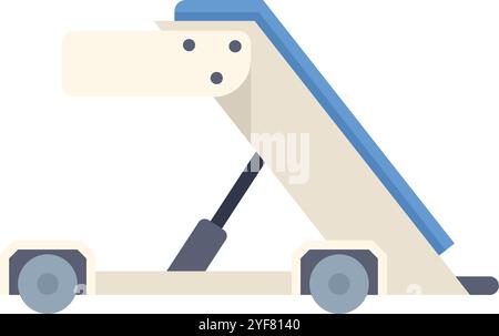 Brücke zum Einsteigen von Fluggästen, die Flugzeug und Boden zum ein- und Aussteigen mit Rädern verbindet Stock Vektor