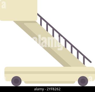 Fluggasttreppen am Flughafen mit Rädern, die für den Transport von Fluggästen zum und vom Flugzeug verwendet werden Stock Vektor
