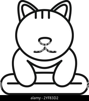 Entzückende Karikaturkatze, die sich friedlich auf einer weichen Matte entspannt und einen Moment der Ruhe genießt Stock Vektor