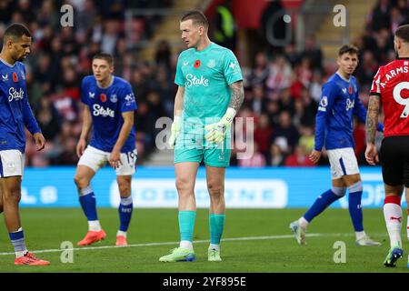 Southampton, Großbritannien. November 2024. Jordan Pickford vom Everton FC während des Southampton FC gegen Everton FC in St. Mary's Stadium, Southampton, England, Großbritannien am 2. November 2024 Credit: Every Second Media/Alamy Live News Stockfoto