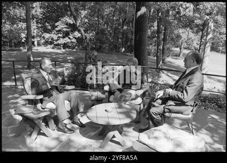 US-Präsident Jimmy Carter, Menahem Begin und Anwar Sadat - das Camp David Accords Stockfoto