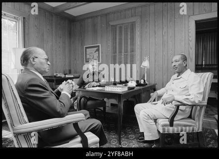 US-Präsident Jimmy Carter, Menahem Begin und Anwar Sadat - das Camp David Accords Stockfoto