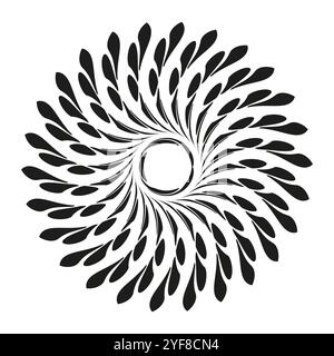 Abstrakte Spiralform. Radiales Tropfendesign. Flüssige Kreisform. Künstlerisches Vektormuster. Stock Vektor