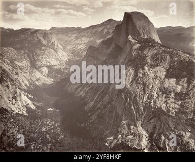 South Dome, Yosemite, fotografiert von Carleton Watkins im Jahr 1872. Er war ein Pionier der großformatigen Landschaftsfotografie mit einer riesigen Kamera, die 18x22 Zoll Glasnegative verwendete. Sein Lieblingslokal war Yosemite Vallley in Califonia und seine Fotos vom Tal waren ein wichtiger Faktor bei der Entscheidung der US-Regierung, es als Nationalpark zu erhalten. Der South Dome ist heute als Half Dome bekannt. Stockfoto