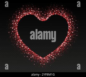 Rahmen mit Glitzermotiv, roter Glitzerrand, glänzende Paillettenstruktur, luxuriöses Valentinstag-Design. Stock Vektor