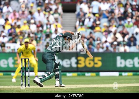 MELBOURNE AUSTRALIEN. November 2024. Im Bild: Pakistan Batter Abdullah Shafique, während des ersten Tages des Cricket-Matches Australia gegen Pakistan One Day International auf dem Melbourne Cricket Ground, Melbourne, Australien am 4. November 2024. Quelle: Karl Phillipson / Alamy Live News Stockfoto