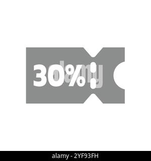 Gutschein für 30 % Rabatt. Symbol für dreißig Prozent Einkaufsgutscheine. Stock Vektor