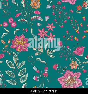Blauer Hintergrund mit Blumenmuster Stock Vektor