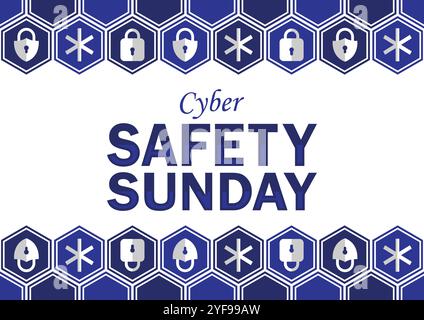 Cyber Safety Sunday Moderne Illustration. Urlaubskonzept. Vorlage für Hintergrund, Banner, Karte, Poster mit Textbeschriftung. Stock Vektor