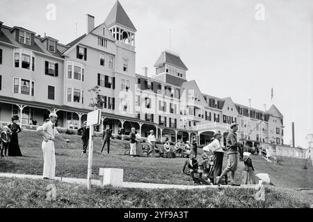 Zwischen 1890 und 1901 spielen Sie Golf in Mount Pleasant House, Bretton Woods, New Hampshire, White Mountains. Stockfoto