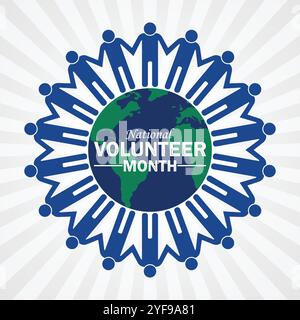 National Volunteer Month Modern Illustration. Urlaubskonzept. Vorlage für Hintergrund, Banner, Karte, Poster mit Textbeschriftung. Stock Vektor