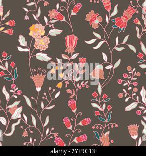 Eleganter botanischer Blumenmuster-Vektor Stock Vektor