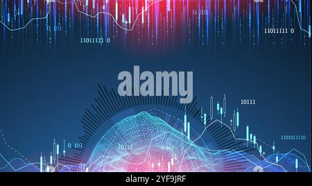 Finanzhandelskonzept. Börse und Börse. Kerzenständer Diagramm. Handgezeichneter Vektor. Stock Vektor