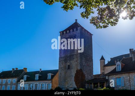 Wunderschönes mittelalterliches Dorf Martel, auf dem Grundstück, in Occitanie, Frankreich Stockfoto