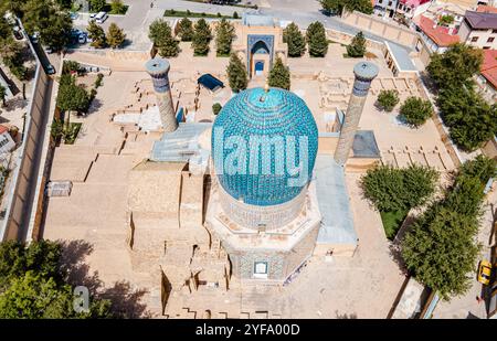 Samarkand, Usbekistan, Luftaufnahme von Gur-e-Amir - einem Mausoleum des asiatischen Eroberers Timur. Übersetzung zur Moschee: 'Tamerlane'. Berühmteste tr Stockfoto