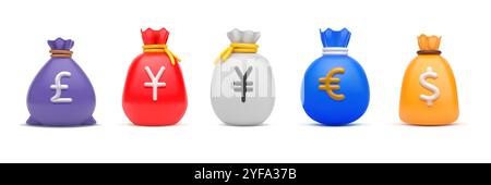 Geldbeutel. 3D-Dollar-Symbol mit Geldbeutel und Finanzsymbol für Unternehmen und Investitionen. Realistischer Währungs- und Budgetplan. Gewinn in Euro. Bankmarke Stock Vektor