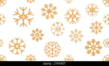Nahtloses Muster goldene Schneeflocken weihnachten mit festlichen geometrischen Elementen, mit Sternen und Kreisen Stock Vektor