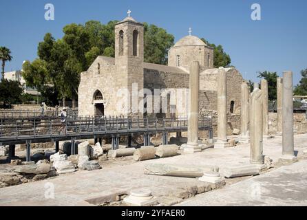 Heilige antike orthodoxe christliche Kirche von Ayia Kyriaki Chrysopolitissa in Paphos Stadt auf Zypern Stockfoto