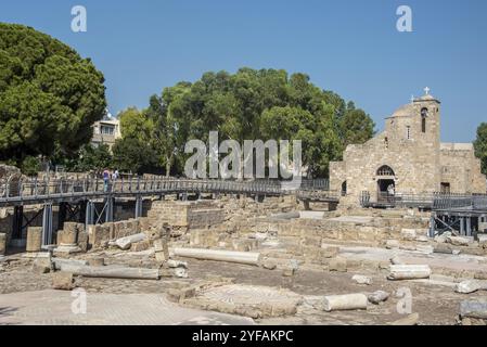 Heilige antike orthodoxe christliche Kirche von Ayia Kyriaki Chrysopolitissa in Paphos Stadt auf Zypern Stockfoto