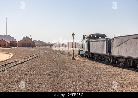 Bahnhof der ehemaligen Hejaz-Eisenbahn in der Nähe von Al Ula, Saudi-Arabien Stockfoto