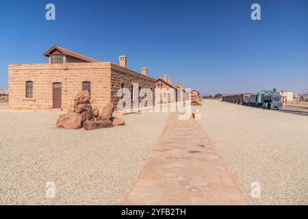 Bahnhof der ehemaligen Hejaz-Eisenbahn in der Nähe von Al Ula, Saudi-Arabien Stockfoto