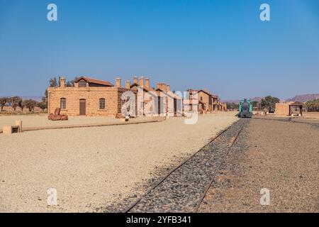 Bahnhof der ehemaligen Hejaz-Eisenbahn in der Nähe von Al Ula, Saudi-Arabien Stockfoto