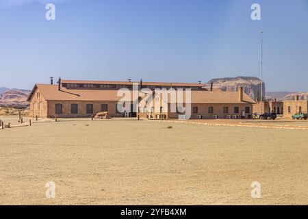 Bahnhof der ehemaligen Hejaz-Eisenbahn in der Nähe von Al Ula, Saudi-Arabien Stockfoto