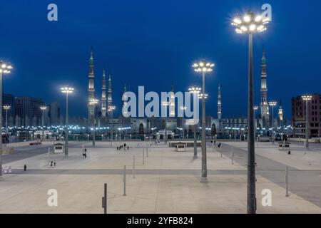 Prophetenmoschee in Al-Haram-Gegend von Medina, Saudi-Arabien Stockfoto