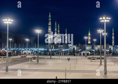 Prophetenmoschee in Al-Haram-Gegend von Medina, Saudi-Arabien Stockfoto