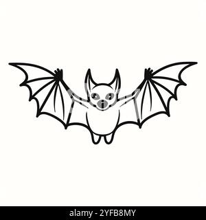 Lineares bat-Symbol. Einfache Vektordarstellung. Halloween-Feiertagssymbol Stock Vektor